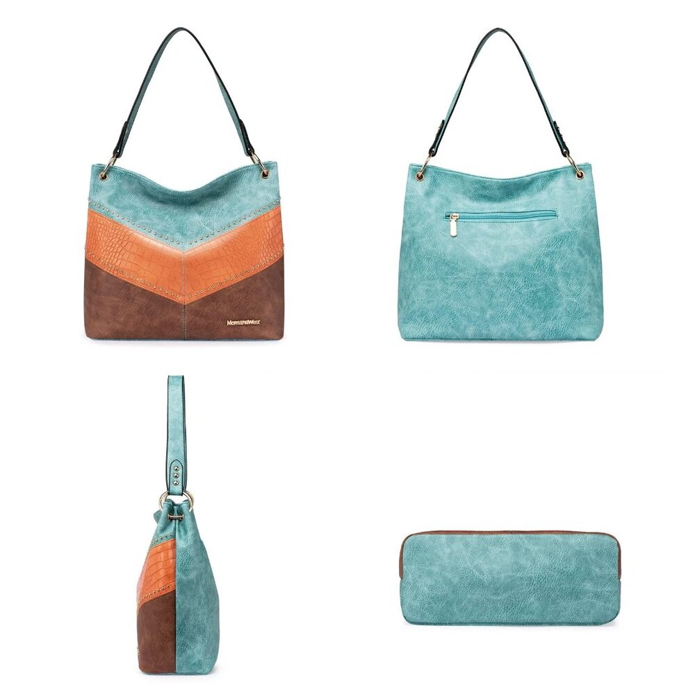 NWT Montana West Large Hobo Bag, Vegan Leather, Top Handle, Roomy Satchel Bag - Picture 5 of 5